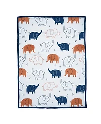 Lambs & Ivy Playful Elephant Blue/White Cotton 3-Piece Baby Crib Bedding Set