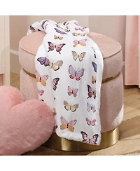 Lambs & Ivy Butterfly Dreams Ultra-Soft Fleece/Faux Shearling Baby Blanket