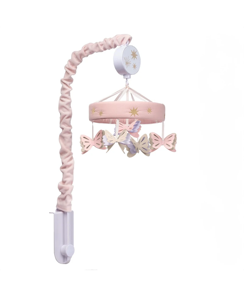 Lambs & Ivy Butterfly Dreams Pink/Purple Musical Baby Crib Mobile Soother Toy