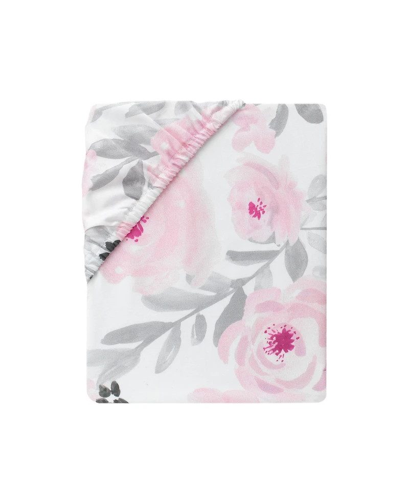 Bedtime Originals Blossom Pink Watercolor Floral 3-Piece Baby Crib Bedding Set