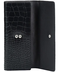 Mancini Women's Croco2 Rfid Secure Quad Fold Wallet
