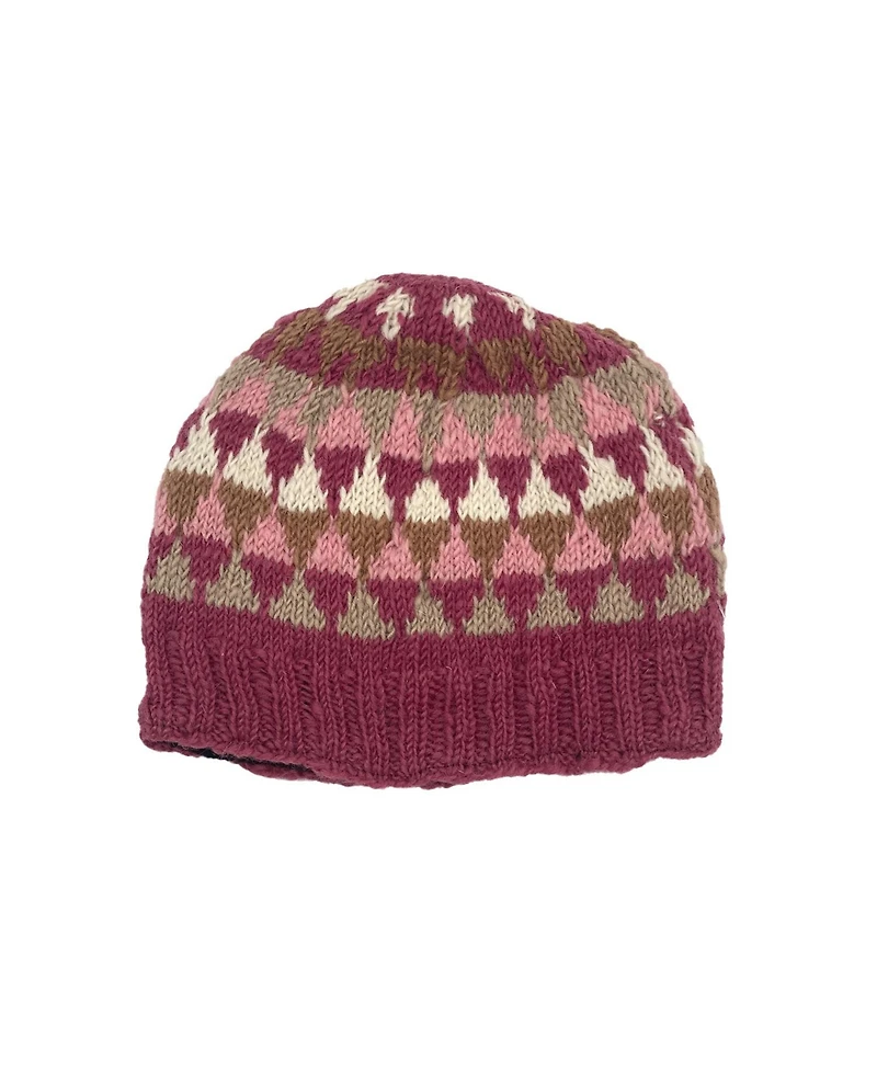Feelgoodz Women's Artisan Hand-Knit Jaya Harlequin Wool Beanie Hat