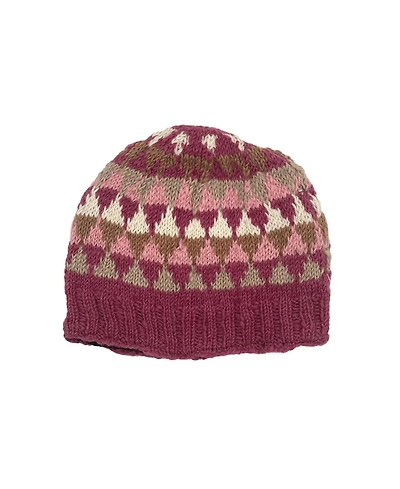 Feelgoodz Women's Artisan Hand-Knit Jaya Harlequin Wool Beanie Hat