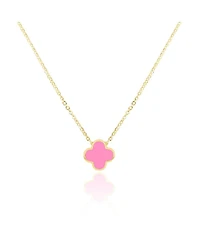 The Lovery Small Bubblegum Pink Single Clover Necklace 14K Gold