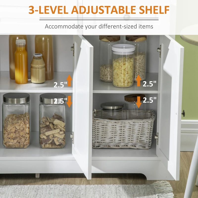 Modern Sideboard Cabinet with Drawers and Adjustable Shelves