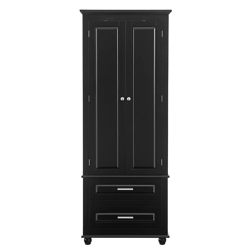 Tall Storage Cabinet with Two Drawers for Bathroom/Office, Black