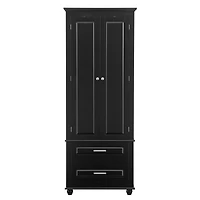Tall Storage Cabinet with Two Drawers for Bathroom/Office, Black