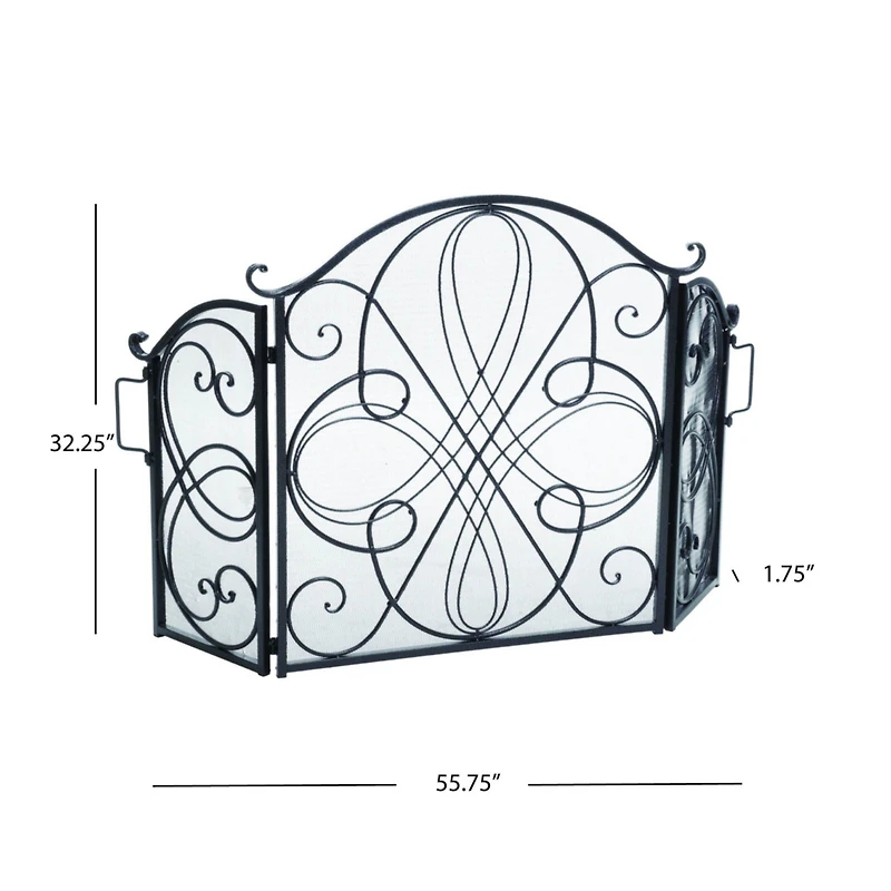 Streamdale Rosalinda Floral Iron Fireplace Screen, Silver Finish