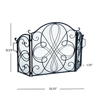 Streamdale Rosalinda Floral Iron Fireplace Screen, Silver Finish