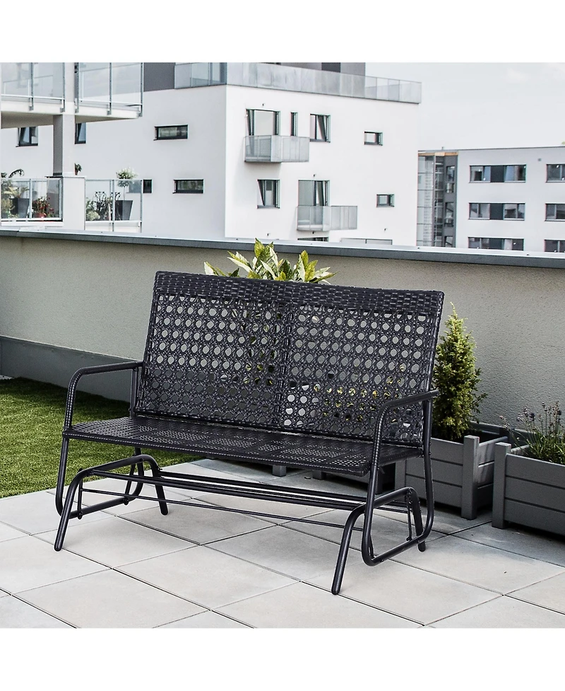 Wicker Glider Bench Rocking Chair for Patio & Outdoors