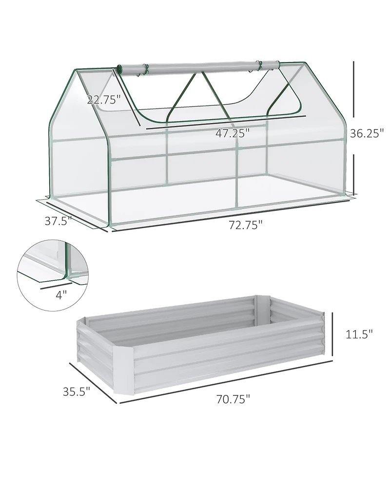 Galvanized Raised Garden Bed with Mini Greenhouse Cover