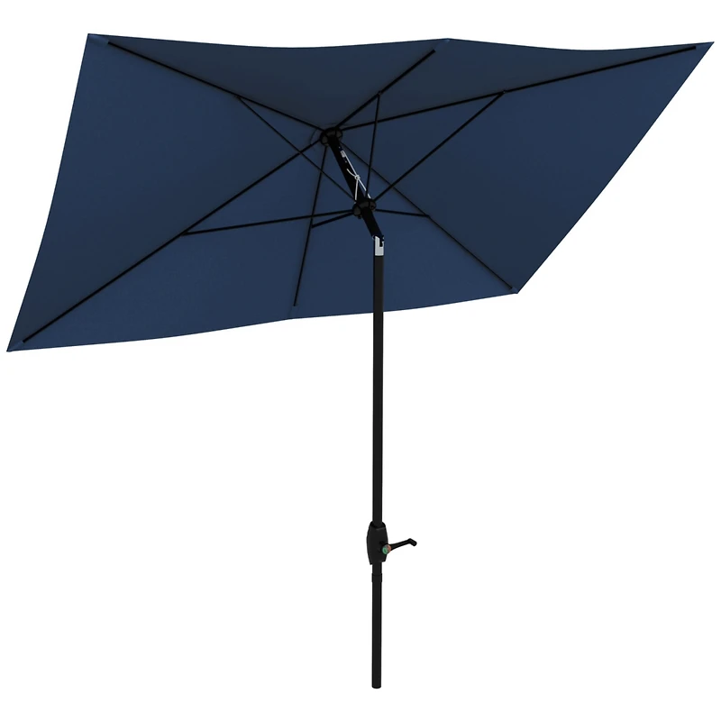 Rectangular Market Umbrella for Patio, 6.5' x 10', Blue