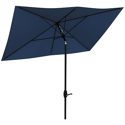 Rectangular Market Umbrella for Patio, 6.5' x 10', Blue