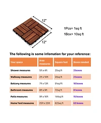 Simplie Fun Acacia Wood Checker Pattern Deck Tiles (12x12, 10-Pack) for Patio, Balcony, Etc