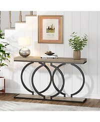 Tribesigns Industrial Console Table, 55 inch Wood Entryway Table Narrow Long Sofa Rustic Accent