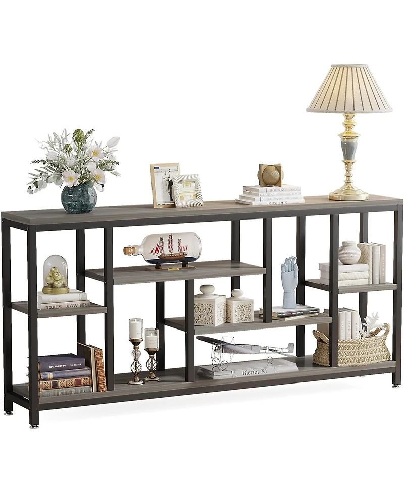 Tribesigns Console Sofa Table, 70.9 inch Extra Long Table Behind Couch with Storage Shelves, 3-Tier Industrial Narrow Entryway Hallway Accent Table fo