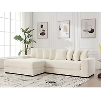 Streamdale Furniture Oversized L-Shaped Modular Couch with Armrests, Throw Pillows, Beige