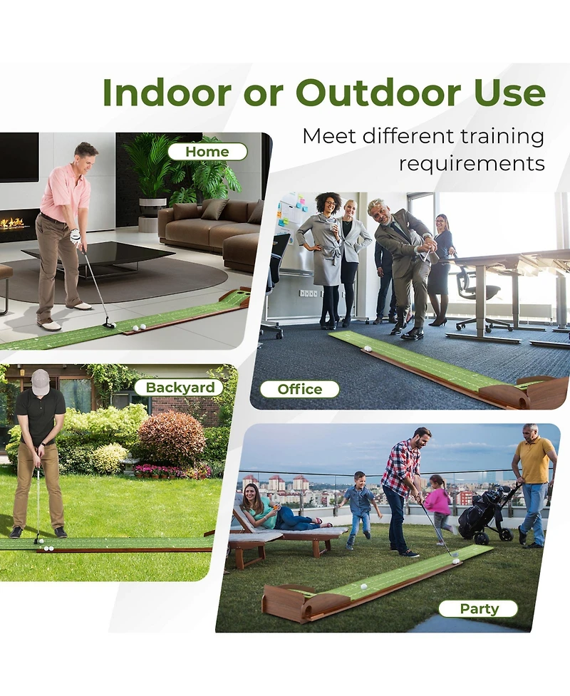 Vebreda Golf Putting Mat Practice Training Aid with Auto Ball Return and 2 Hole Sizes
