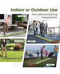 Vebreda Golf Putting Mat Practice Training Aid with Auto Ball Return and 2 Hole Sizes