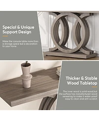 Tribesigns 55 inches Console Table with Geometric Base, Farmhouse Hallway Table, Wooden Entryway Vintage Sofa Unique Long Accent