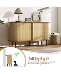 47" Sideboard Buffet Cabinet with Sliding Tambour Doors Adjustable Shelves