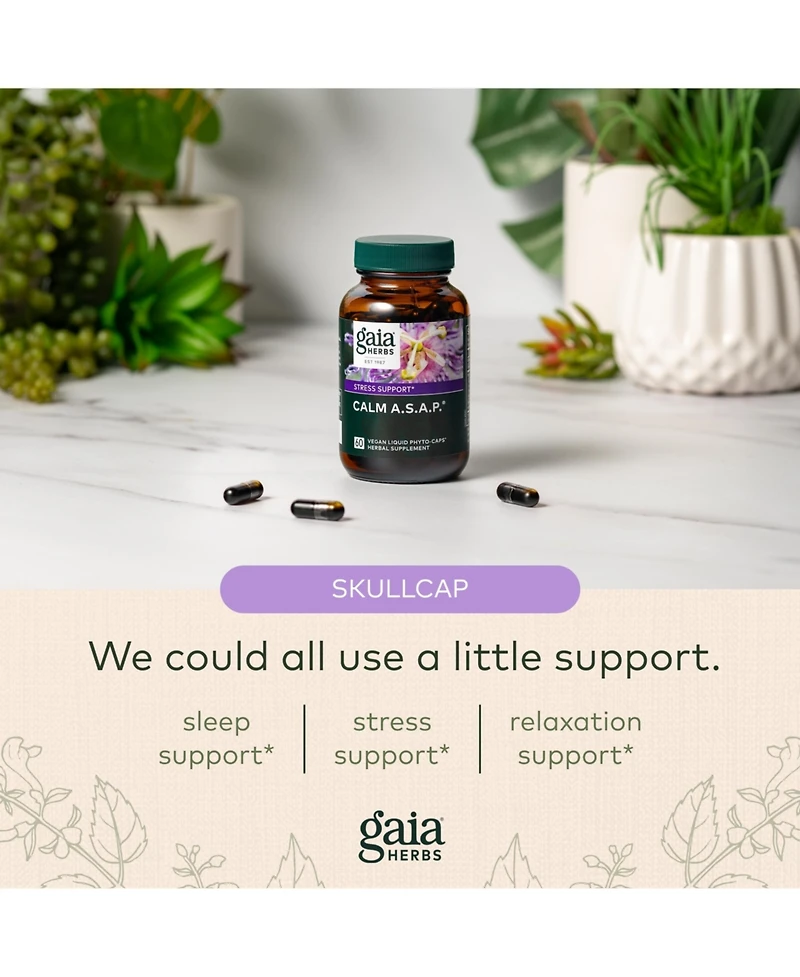 Gaia Herbs Calm A.s.a.p. Stress Support Supplement - With Skullcap, Passionflower, Chamomile, Vervain, Holy Basil & More to Support a Natural Calm