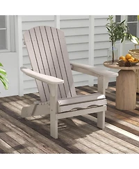 Folding Adirondack Chair Set of 1 with High Backrest & Wide Armrests Wooden
