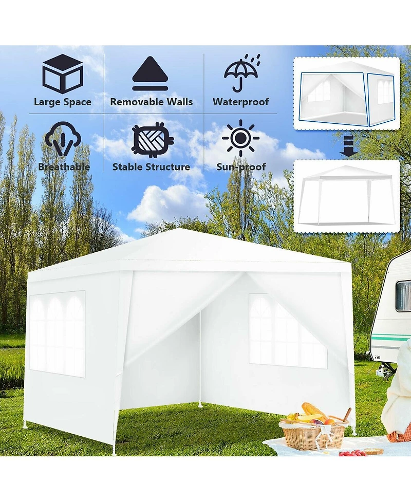 Sugift 10 x 10 Feet Outdoor Side Walls Canopy Tent with 4 Removable Sidewalls