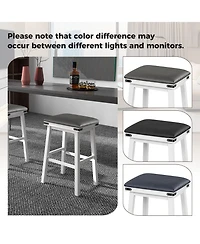 Sugift Set of 2 24/30 Inch Dining Bar Stool with Acacia Wood Frame-30 inches