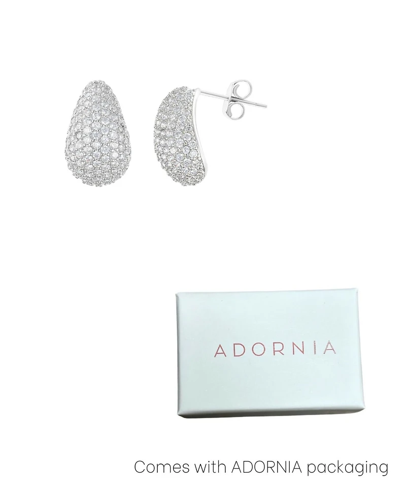 Adornia Silver Crystal Teardrop Pave Earrings