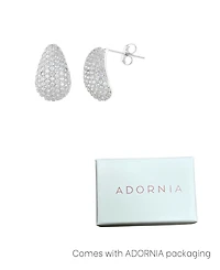 Adornia Silver Crystal Teardrop Pave Earrings