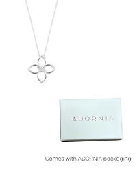 Adornia Adjustable Cubic Zirconia Outline Clover Necklace