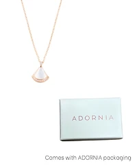 Adornia Rose Gold Adjustable Mother of Pearl Cubic Zirconia Leaf Pendant Necklace