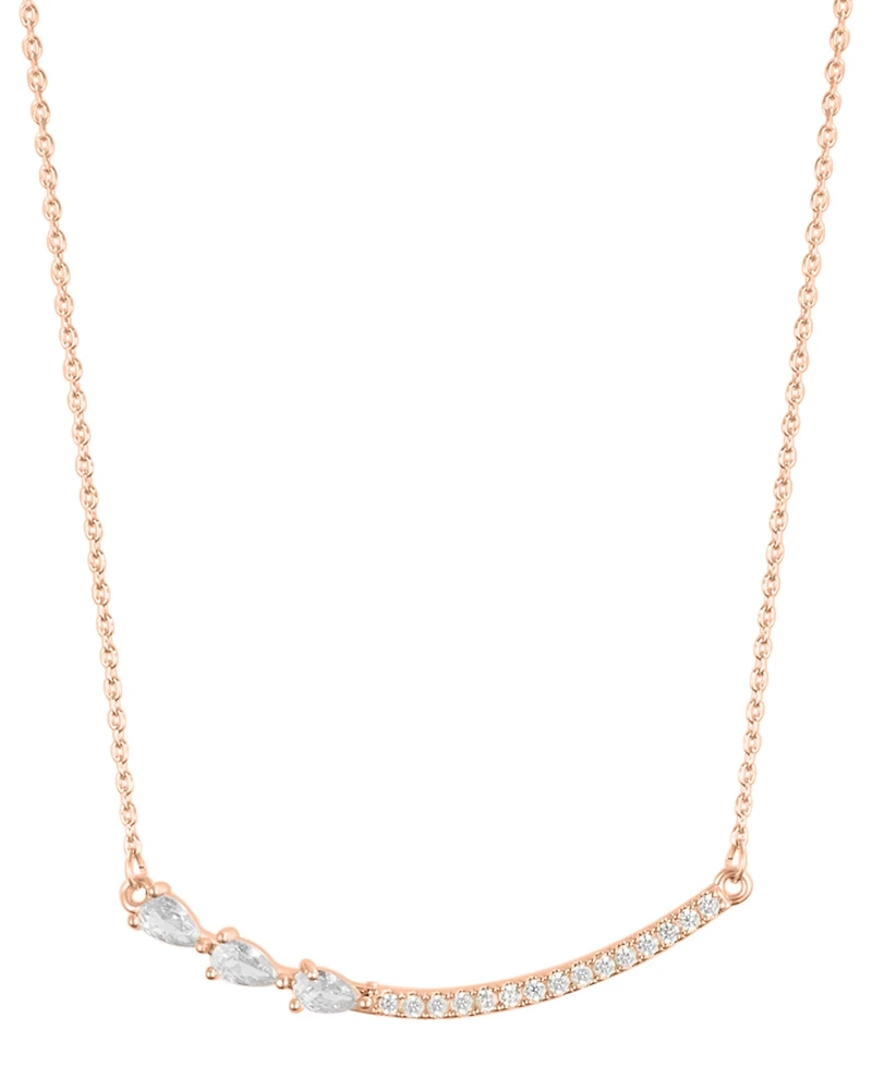 Adornia Adjustable Crystal Curved Bar Pink Cultivated Pearl Necklace