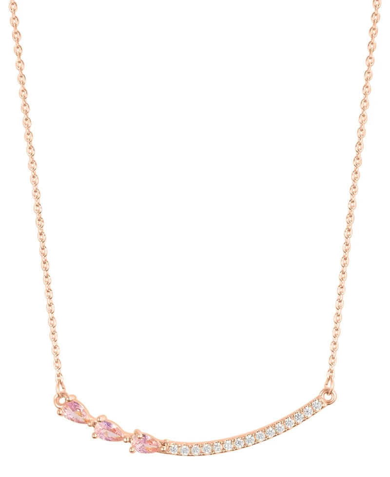 Adornia Adjustable Crystal Curved Bar Pink Cultivated Pearl Necklace