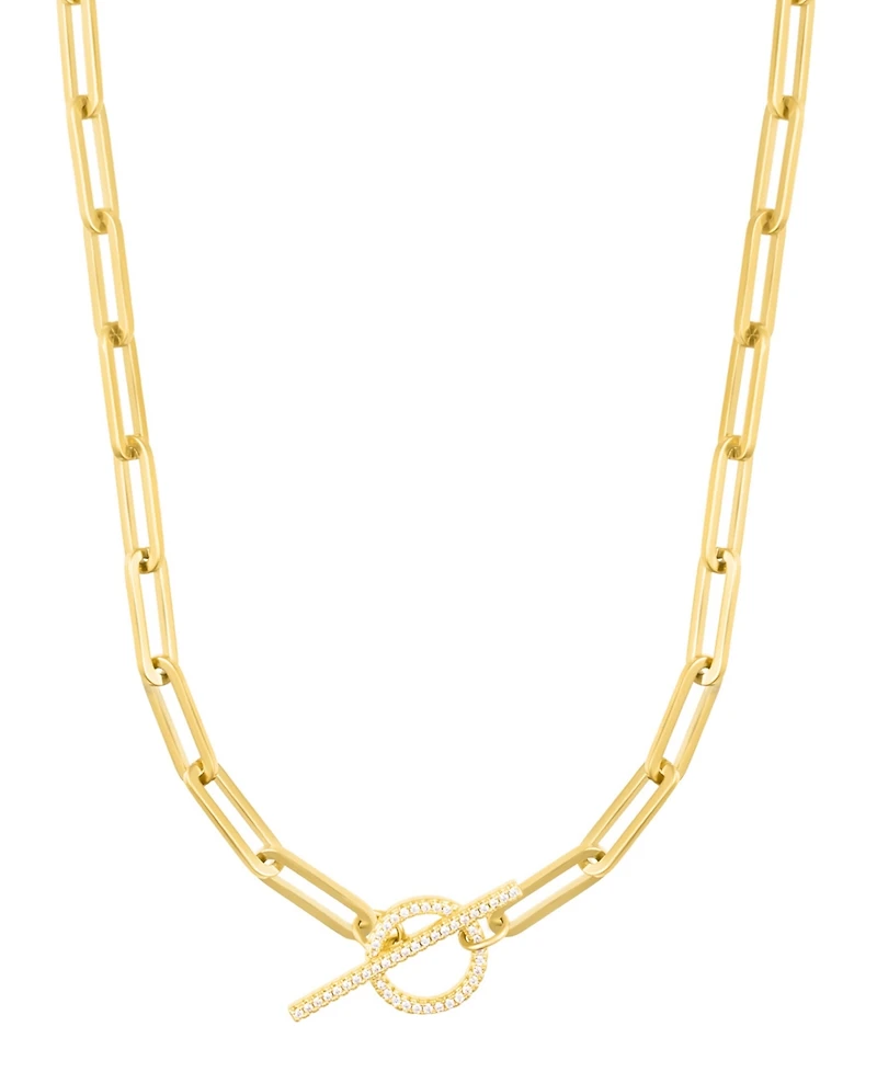 Adornia Gold Cubic Zirconia Paperclip Toggle Necklace