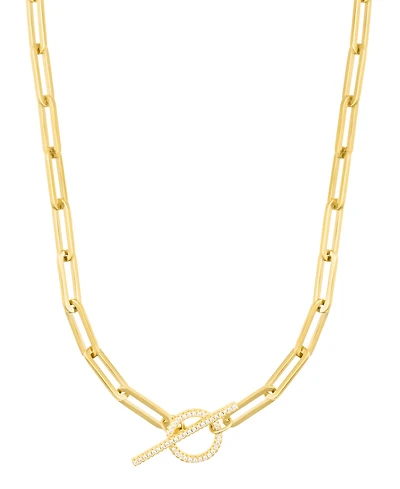 Adornia Gold Cubic Zirconia Paperclip Toggle Necklace
