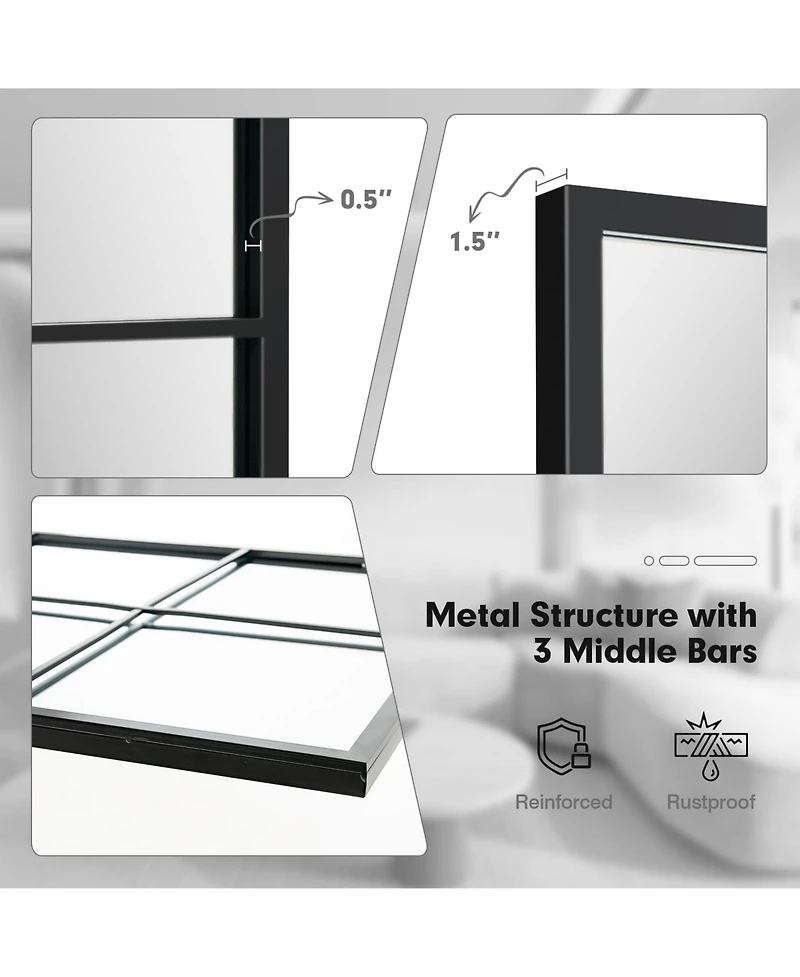 Sugift 3-Layered Decorative Wall Mirror with Metal Frame for Dining Living Room