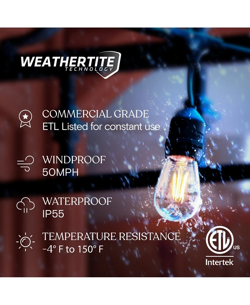 Brightech Ambience Pro 24 ft. Indoor/Outdoor Led Weatherproof 2-Watt String Lights with Soft White Hue