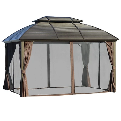 10'x12' Hardtop Gazebo Canopy with Aluminum Frame and Netting