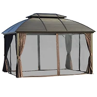 10'x12' Hardtop Gazebo Canopy with Aluminum Frame and Netting