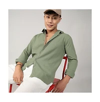 Men's Pistachio Green Textured Micro Buffalo Check Shirt