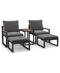 Costway 5 Pcs Patio Furniture Set with Soft Cushions Space Saving Design