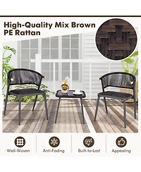 3 Pieces Patio Rattan Furniture Set for Backyard Poolside-Brown and Black