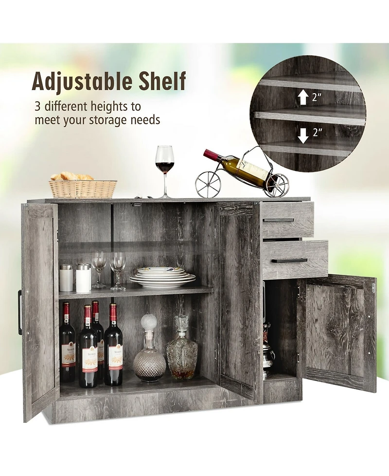 Buffet Storage Cabinet Kitchen Sideboard with 2 Drawers-White