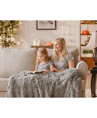 Chanasya Premium Solid Faux Long Fur Throw Blanket - Soft, Fuzzy For Bed or Couch 60" x 70" Aubergine