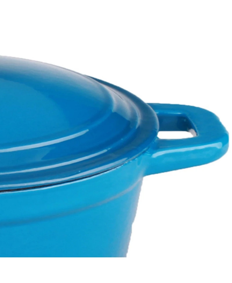 BergHOFF Neo 5pc Cast Iron Cookware Set with Slotted Steak Press, Blue