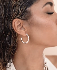 Ettika Silver Plated Spun Strands Hoop Earrings