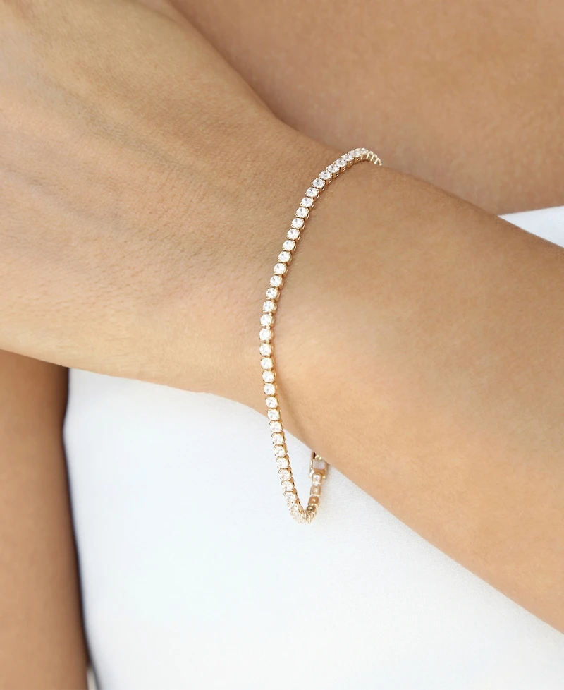 Ettika 18k Gold Plated Minimalist Crystal Tennis Bracelet