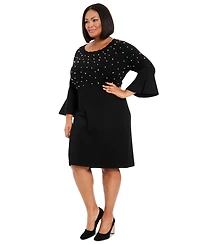 London Times Plus Bell Sleeves Sweater Dress